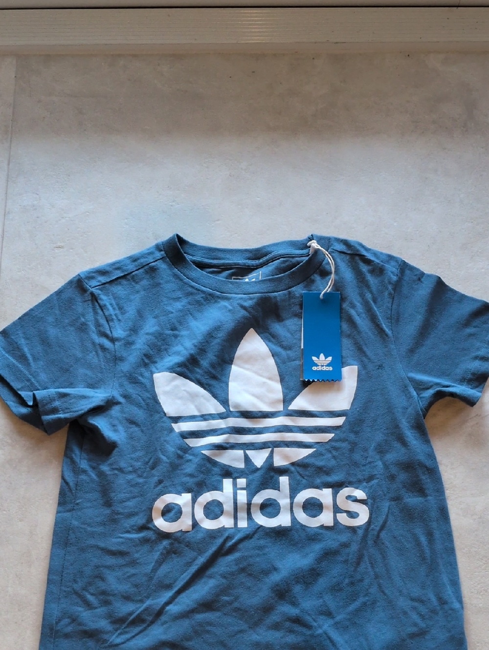 adidas Blue Trefoil Logo Kids Short Sleeve Tee